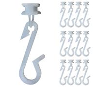 EcoSpa White Plastic Shower Curtain Hooks - Smooth Glide Square Caps - Fits Most Glider Tracks - Durable Replacement - Packs of 12, 24 or 48 (12)