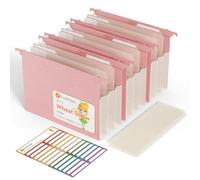 EcoStach Filing Cabinet Expanding Suspension Files, A4 Wheat Straw Files Folder, Hanging Files Organiser with Tabs and Inserts for Office, Home, School - 3 Pack (Pink)