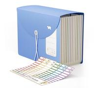 EcoStash 12-Pocket Wheat Straw Expanding File Folder, Adorable Polar Bear Cut-Out, Portable Monthly Bill & Tax Receipt Organizer, Letter/A4 Size -UN Blue Polar Bear
