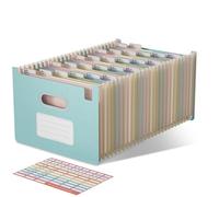 EcoStash A4 Accordion File Organiser, 26 Pockets Wheat Straw Folder (Blue)