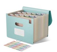 EcoStash Accordian File Organizer, 12 Pockets Wheat Straw Expanding File Folders, Monthly Bill Receipt Organizer, 100% BPA Free, Return to Nature, Healthy Living, Letter/A4 Size - Sky Blue