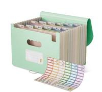 EcoStash Accordion File Organiser, 12 Pockets Wheat Straw Expanding Folders | Monthly Filling Document Organiser, BPA Free, Return to Nature, A4/Letter Size, for School Home Office, Mint Blue