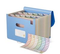 EcoStash Accordion File Organiser, 12 Pockets Wheat Straw Expanding Folders | Monthly Filling Document Organiser, BPA Free, Return to Nature, A4/Letter Size, for School Home Office, Business Blue