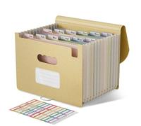EcoStash Accordion File Organiser, 12 Pockets Wheat Straw Expanding Folders | Monthly Filling Document Organiser, BPA Free, Return to Nature, A4/Letter Size, for School Home Office, Wheat Yellow