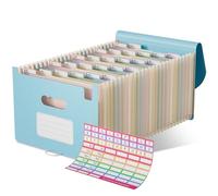 EcoStash Accordion File Organiser, 26 Pockets Wheat Straw Expanding Folders | Monthly Filling Document Organiser, BPA Free, Return to Nature, A4/Letter Size, for School Home Office, Sky Blue