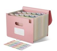EcoStash Accordion File Organizer, 12 Pockets Wheat Straw Expanding File Folders, Monthly Bill Receipt Organizer, 100% BPA Free, Return to Nature, Healthy Living, Letter/A4 Size - Strawberry Pink