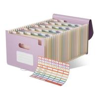 EcoStash Accordion File Organizer, 26 Pockets Wheat Straw Expanding File Folder, Monthly Bill Receipt Organizer, A-Z Tabs, 100% BPA Free, Return to Nature, Healthy Living-Lavender Purple