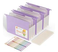 EcoStash Wheat Straw A4 Expanding Suspension Files Folders for Filing Cabinet, 12cm Pockets Foolscap Hanging Files with 2 Movable Dividers, BPA Free, Return to Nature, Healthy Living - Lavender Purple