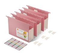 EcoStash Wheat Straw Expanding Hanging File Folders - 3.15" Large Capacity, Letter Size for Filing Cabinets, Tax, Bill & Contract Storage, Office & Home Organizer-Strawberry Pink-3 Packs