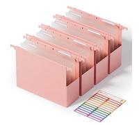 EcoStash Wheat Straw Extra Capacity Plastic Hanging File Folders, Reinforced Expanding Hang Folder Letter Size, Accordian Pocket, Heavy Duty, Hanging Folder Organizer for Office Home - 4 Pack