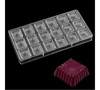 ECOSWAY Corrugated Shape Square 3D Clear Polycarbonate Chocolate Mold Jelly Candy Making Mold DIY Chocolate Moulds Sweet Candy Mold Chocolate Baking Tools