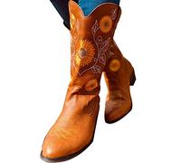 ECOSWAY Sunflower Boots for the Fall Sunflower Boots Women's Boots Comfortable Shoes PU Leather Shoes Boots for Girl Women