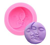 Ecoticfate Crescent Moon Sun Face Mould, Innovative Sun Moon Face Candle Silicone Mold, Crescent Sun Moulds for Handmade Ice Cube Chocolate