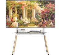 ECOTINY Easel Floor TV Stand with Storage for 49-86 inch TVs, Height Adjustable 4-Leg Universal TV Stand with Cable Management & Protective Pads, Holds 110 lbs for Living Room, Office, School, White