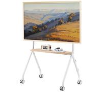 ECOTINY Easel Rolling TV Stand for 49-80 Inch TV Screen up to 110 LBS, Portable TV Stand with Wheels, Rolling TV Cart for Business, Office, School, Home, White