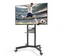 Ecotiny Rolling TV Stand Mobile TV Stand for 32-86 inch Screens up to 176Lbs Upgraded Heavy Duty Height Adjustable Mobile TV cart with Shelf & Lockable Wheels Portable TV Mount Max VESA 600x400 Black