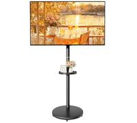 ECOTINY Rolling TV Stand with Wheels for 17-43 Inch TVs up to 15KG, Height Adjustable Strong Mobile TV Cart with Shelf, Portrait to Landscape, Max VESA 200x200mm, Black