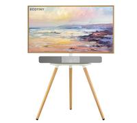 ECOTINY Tripod Easel TV Stand for 43-65" LCD LED OLED TVs, White | Height Adjustable and Swievel TV Stand, Portable Corner TV Floor Stand with Wooden Tray, Max. VESA 400x400mm, Minimalist