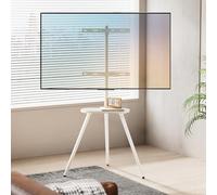 ECOTINY TV Easel Tripod Stand for 43-65 Inch, Portable, Swivel & Height Adjustable Floor Stand with Wooden Tray, Supports Up to 35kg, Ideal for Bedroom, Living Room (WHITE)