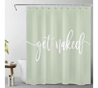 ECOTOB Sage Green Shower Curtain Decor, Cute White Art Font Words Get Naked Shower Curtain for Bathroom, Modern Minimalist Bath Curtain Polyester Fabric with Hooks, 72Lx60W Inches