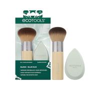 EcoTools Blend + Blur Duo, Full Complexion Makeup Brush & Blurring Blender | Buildable Coverage & Blending Applicators, for Liquid, Cream & Stick Foundation, Concealer, Contour & Blush