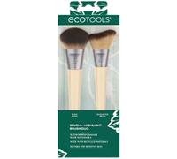 EcoTools New Natural Blush & Highlight Duo, Face Makeup Brushes For Powder Makeup, Dense, Synthetic Bristles For Enhancing Skin, Vegan & Cruelty-Free, 2 Count