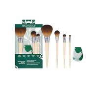 EcoTools Core Five Makeup Brush and Sponge Kit, For Eyeshadow, Blush, Bronzer, Eyeliner, & Foundation, Makeup Blending Sponge For Liquid & Cream Products, Vegan & Eco-Friendly Kit, 5 Piece Set