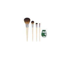 EcoTools Core Five Makeup Brush and Sponge Kit, For Eyeshadow, Blush, Bronzer, Eyeliner, & Foundation, Makeup Blending Sponge, Brush Essentials, 5