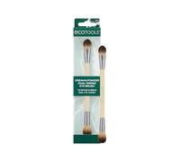EcoTools Cream & Powder Dual-Ended Eye Brush, to Blend & Build Makeup | Also for Liquid & Stick Eyeshadow, Double-Sides, Flat & Fluffy Synthetic Bristles, Renewable Bamboo Handle