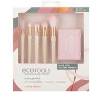 Limited Edition Starry Glow Makeup Brush Kit, Eye, For Shadows, Liner, and Highlighter, Blotting Papers Excess Oil, Stocking Stuffer, 6 Piece Gift Set