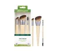 EcoTools New Natural Conceal, Enhance, & Sculpt Trio, Makeup Brushes For Foundation, Concealer, & Brows, Dense, Synthetic Bristles For Sculpting Face, Vegan & Cruelty-Free, 3 Piece Set