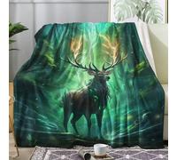 ECOTOS Deer Blanket Fantasy Animal Throw Fleece Blanket for Bed Sofa, Soft Fluffy Flannel Warm Blankets and Throws for Armchairs Couch Outdoor Camping Travel, Double 150x200cm