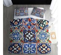 ECOTOS Moroccan Duvet Cover Emperor Size - Patchwork Bedding Sets, Reversible Printed Quilt Cover & 2 Pillowcases with Zipper Closure, Ultra Soft Non Iron Brushed Microfibre Bed Set