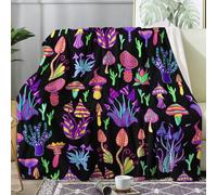 ECOTOS Mushroom Blanket Trippy Fleece Throw Blanket for Bed Sofa, Soft Fluffy Flannel Warm Blankets and Throws for Armchairs Couch Outdoor Camping Travel, Queen 220x240cm