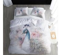 ECOTOS Peacock Bedding King Size, Feather Duvet Cover Sets, Luxury Reversible Quilt Cover & 2 Pillowcases with Zipper Closure. Comfy Soft Easy Care Breathable Microfibre Bed Set
