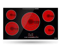 ECOTOUCH 9600W 36 Inch Electric Cooktop 5 Burners,ETL & FCC,Quick Boil,Heat Fast,Hot Surface Indicator,36" Ceramic Glass Radiant Electric Stovetop,220-240v,Hard Wire,Upgrade