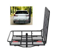 ECOTRIC Hitch-Mounted Cargo Carrier with Mobility Ramp for Wheelchair Scooter Lawn Mower Snow Blower Hauler 500lb Capacity Basket-Style