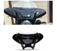 ECOTRIC Universal Motorcycle Cruiser Front Outer Fairing Batwing w/Clear Windshield 37" Wide x 24" Tall Bat Wing Transparent Black ABS Plastic Durable