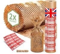 ecoTru UK Honeycomb Wrapping Paper 36cm x 100m, British Brand Eco Friendly Alternative Bubble Wrap for Moving House, Biodegradable Packaging, Packing Paper for Shipping Boxes