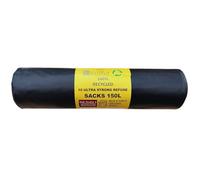 EcoTuf - 10 Pack Ultra Heavy Duty Refuse Sacks, 150L, 60 Kg Weight Resistant, Bin Bags, Garbage Bag, Leak Resistant, Eco-Friendly, Disposable, Perfect for Garden, Catering, Commercial & Building Use