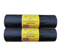 EcoTuf 40 Pack Extra Heavy Duty Refuse Sacks, 90-100L, 45Kg Weight Resistant Bin Bags Garbage Bags, Leak Resistant, Eco-Friendly, Disposable, Perfect for Household, Garden, Commercial & Building Use