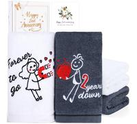 EcoUtens 2nd Anniversary Cotton Gift, 2 Pack Premium 100% Cotton Towel Set with 2 Years Anniversary Card, Romantic Gifts Anniversary Marriage Gifts for Him Her Husband Wife Couple Gift