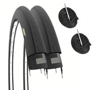 Ecovelo 2 Bicycle Tyres + Bike Inner Tubes 700 x 23 C (23-622) for Road Racing Bike ROAD RACE (Valve Chamber 48 mm, French Presta Valve)