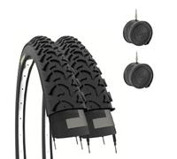 Ecovelo 2 Bike Tyres 26 x 1.95 (50-559) + 2 Inner Tubes for MTB Bikes Black MOUNTAIN BIKE