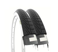 Ecovelo 2 Tyres 20 x 1.75 (47-406) for Graziella Bicycles, City Bike, Road Tyres, White and Black Rubber Bicycle Tyres