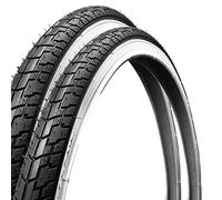 ECOVELO 2 Tyres 24 x 1 3/8 (37-540) for City Bike, Children | Road Tyres White/Black Rubber Bicycle