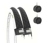 Ecovelò 2 Tyres 700 x 35 C (37-622) White Rims + Inner Tubes, Adult