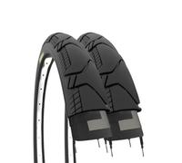 ECOVELO 2 Tyres 700 x 45C (45-622) Demi-Slick Black for Hybrid Bicycles Trekking Tipped