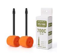 Ecovelo 700C x 18-32 Orange TPU Inner Tubes for Road Bikes 40 g, Presta Valve Long (45 65 85 mm) Racing Bike, Road Racing, Gravel, Trekking, Ultra Light (2 Inner Tubes, 45 mm)