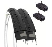 ECOVELO Cycling Tire 26 x 1.75 (47-559) Slick Bianconero for City Bike, Includes American Valve Road Tires